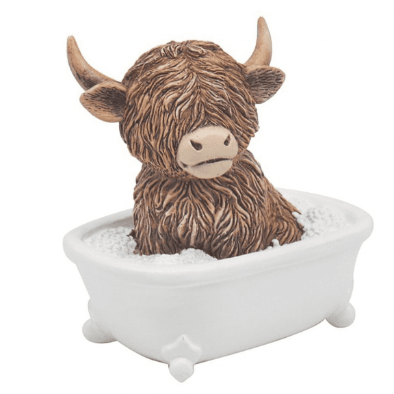HIGHLAND COW SOAKING BATH TOILET LOO TIME ORNAMENT HOME DECOR