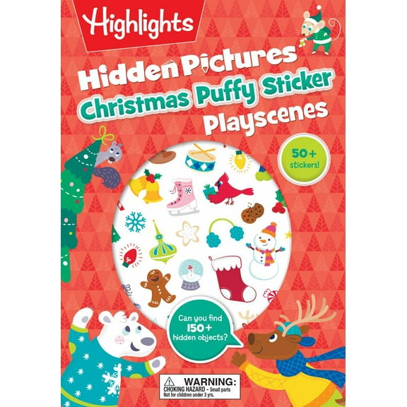HIGHLIGHTS: Christmas Hidden Pictures Puffy Sticker Playscenes: Christmas Stocking Stuffer for Kids 3-6, Activity Book with Christmas Puzzles, S Tickers, Mazes and More (Paperback)