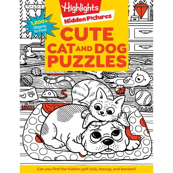 Cute Cat and Dog Puzzles: 144-Page Activity Book for Kids with over 1,800 Objects to Find, Search-And-Find Puzzles Featuring Cute Kittens and Puppies (Paperback)