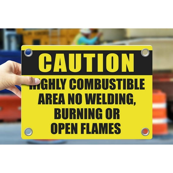 HIGHLY COMBUSTIBLE AREA NO WELDING, BURNING OR PEN FLAMES | Warning Notice Caution Danger 3mm PVC Sign