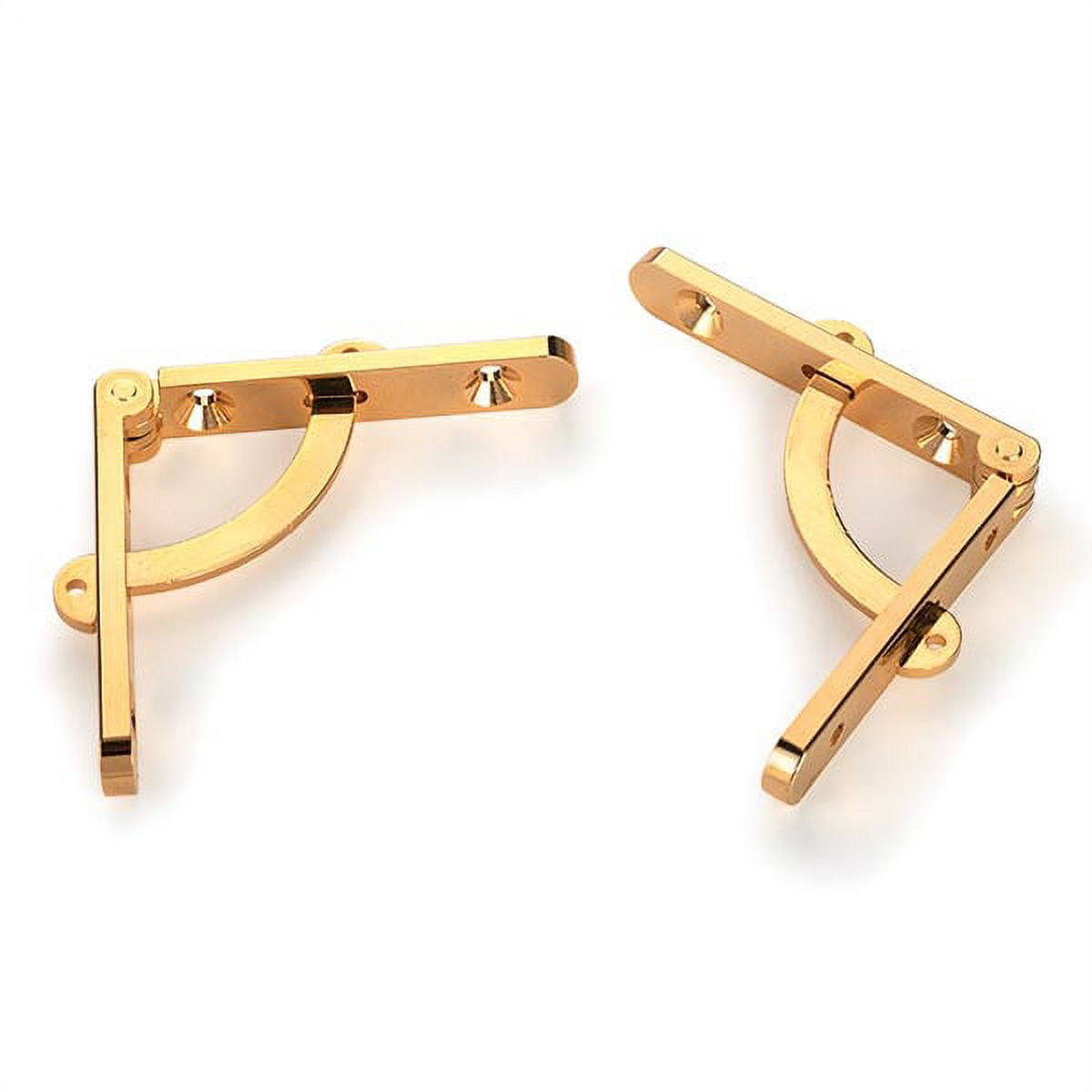 Solid Brass Side Rail Hinges with Stay, Gold Finish, 1 Pair