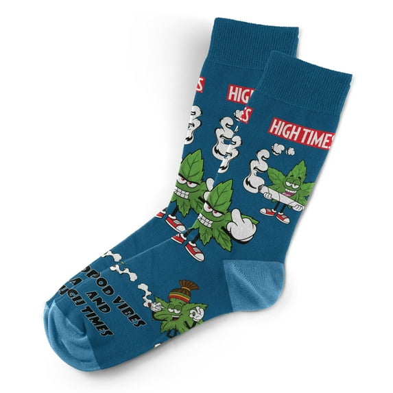 HIGHTIMES Magazine Officially Licensed Socks, Funny Novelty Crew Socks, Fun Unique Patterns And Designs