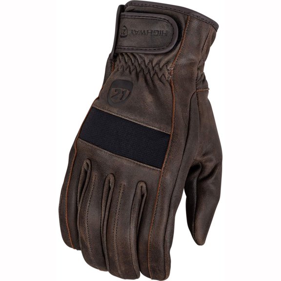 Highway 21 Jab Full Leather Gloves (Small, Brown)