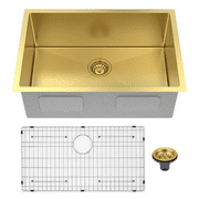 HIGOLD 27 inch Single Bowl Undermount Kitchen Sink,Stainless Steel PVD Nano Gold Drop in Sink 27"×18"×10"