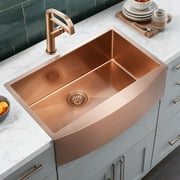 HIGOLD 33 inch Farmhouse Sink With Deep Bowl, Nano Stainless Steel Apron Undermount Sink, Rose Gold, 33 20 10