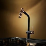 HIGOLD BN1.0 Single Handle Pull Down Kitchen Faucet with IF Award, Black Gold Finished
