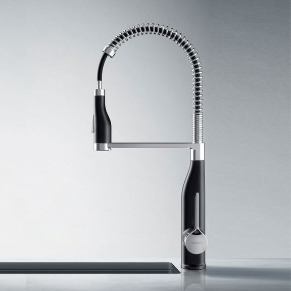 HIGOLD BN3.0 Pull Down Kitchen Faucet with Spring Neck Design, Stainless Steel and Matte Black Finished