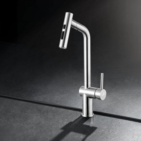 HIGOLD IF Award BN1.0 Single Handle Pull Down Kitchen Faucet, Brushed Nickel Finished