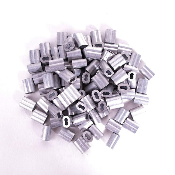 HIGOOD Aluminum Crimping Loop Sleeve for 1/8" Diameter Wire Rope and Cable (1/8" 100PCS)