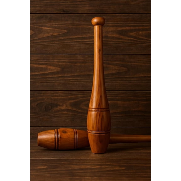 HIH Enterprises Sheesham Wood Indian Club Mugdar Strength Training Equipment, 6 Lbs Pair