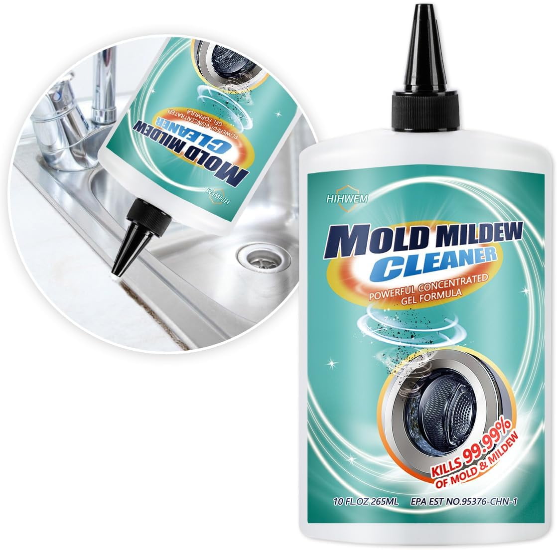 HIHWEM Mold Remover Gel, Cleaner for Washing Machine, 4 Fl.Oz