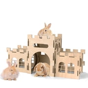 HIIMALEX Extra Large Bunny Castles Hideout Split Balcony for Indoor Bunnies Climbing Tower with Tunnel Sturdy House for Rabbits Ferrets Guinea Pigs Hamsters Ventilated Enrichment Toys Habitat