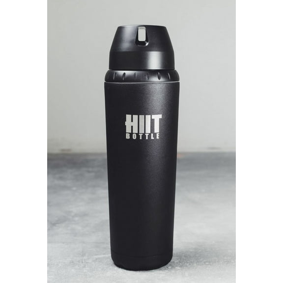 HIIT Bottle (Black. Stainless Steel Insulated Water Bottle with and Mixer (24 oz. BPA Free)