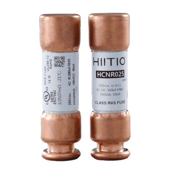 HIITIO RK5 25A Time-Delay Fuse, UL Listed, 250VAC/150VDC Class R Cartridge Fuse, Dual Element Current Limiting (2-Pack)