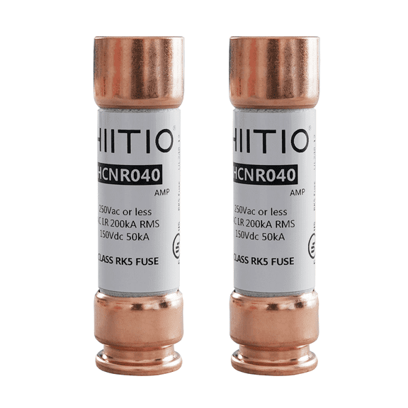 HIITIO RK5 40A Time-Delay Fuse, 250VAC/150VDC Class R Cartridge Fuse, Dual Element Current Limiting (2-Pack)