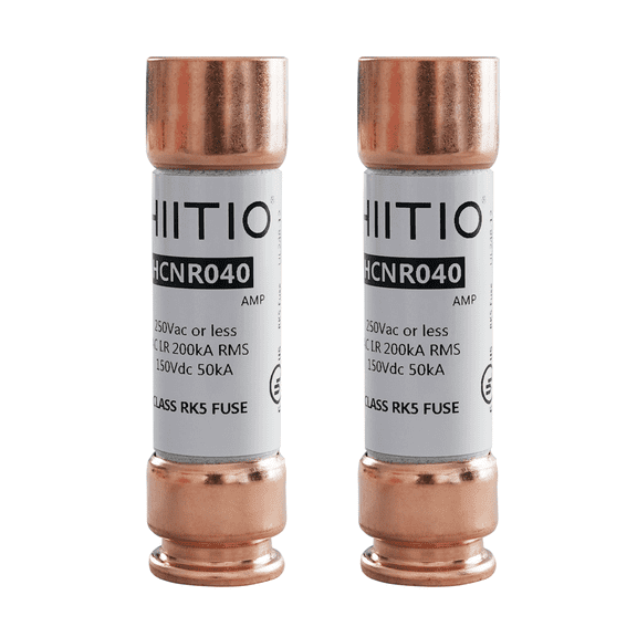 HIITIO RK5 40A Time-Delay Fuse, UL Listed, 250VAC/150VDC Class R Cartridge Fuse, Dual Element Current Limiting (2-Pack)
