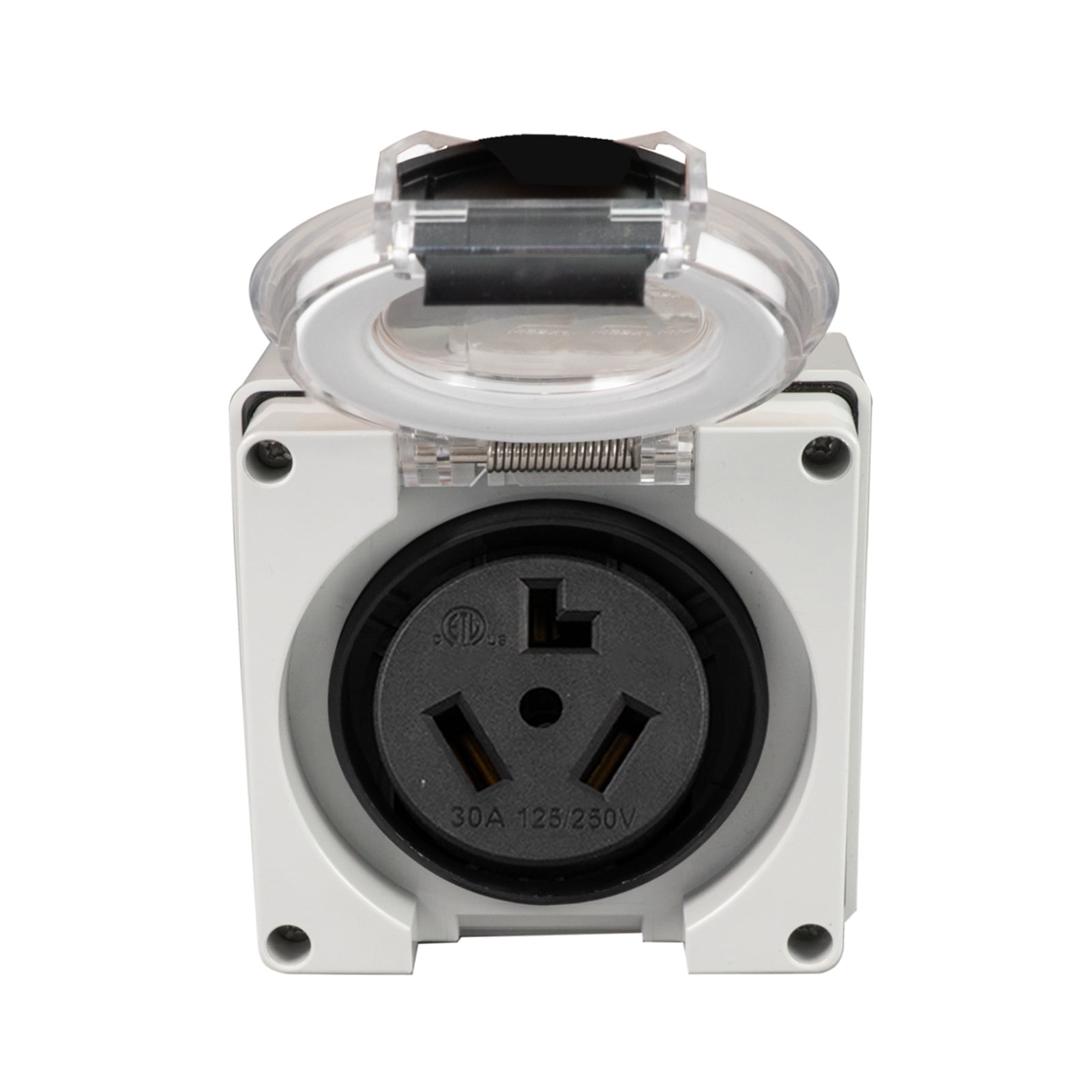 HIITlO 10-30R RV Power Outlet Box. NEMA 10-30R Power OutletBox, 30Amps 125Volt Receptacle, Weatherproof Outdoor Electrical Power Box for Campers/Trailers -ETL Listed (10-30R)