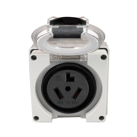 HIITlO 10-30R RV Power Outlet Box. NEMA 10-30R Power OutletBox, 30Amps 125Volt Receptacle, Weatherproof Outdoor Electrical Power Box for Campers/Trailers -ETL Listed (10-30R)