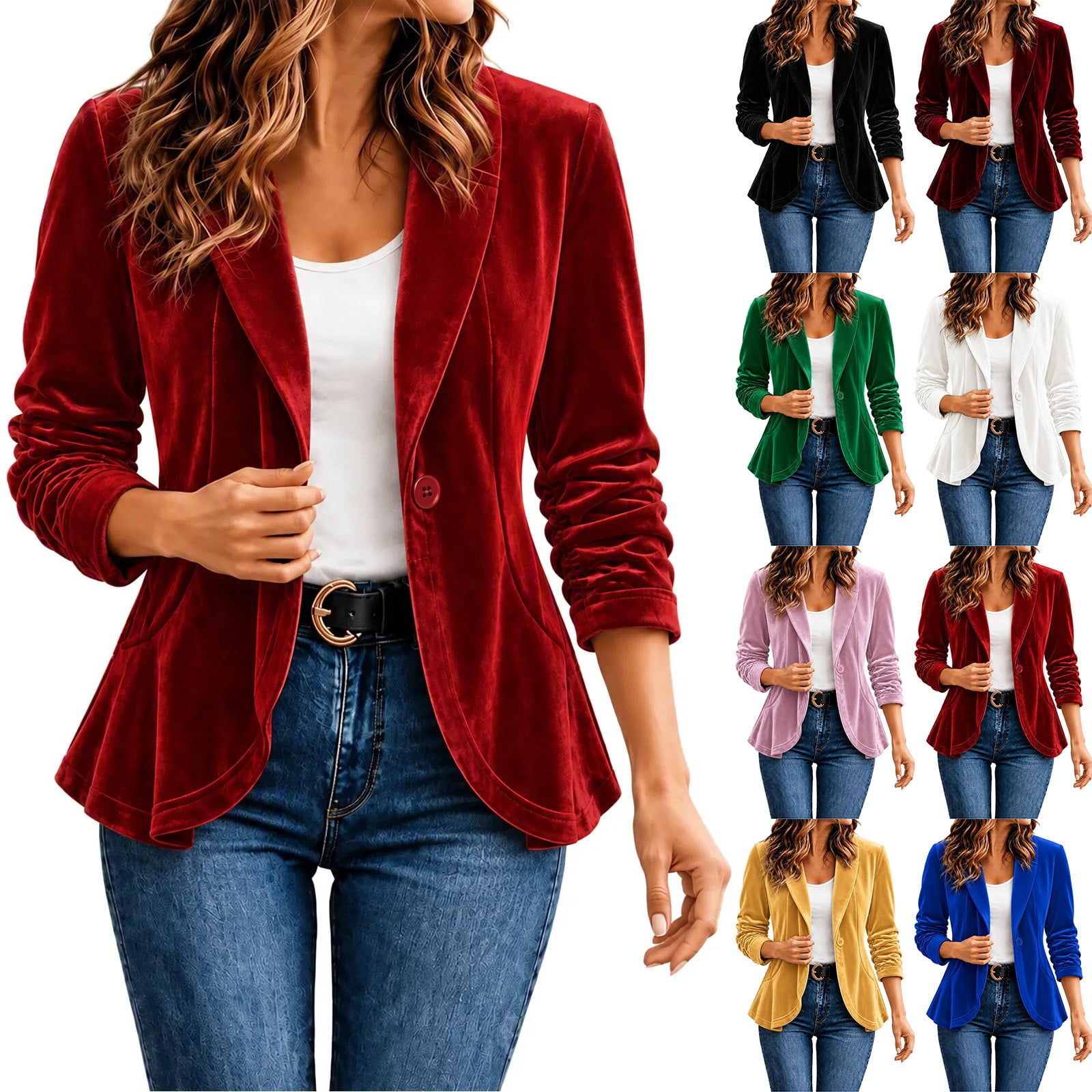 HIJDVDY Winter Coats for Women Fashion Solid Color Long Sleeve Button ...
