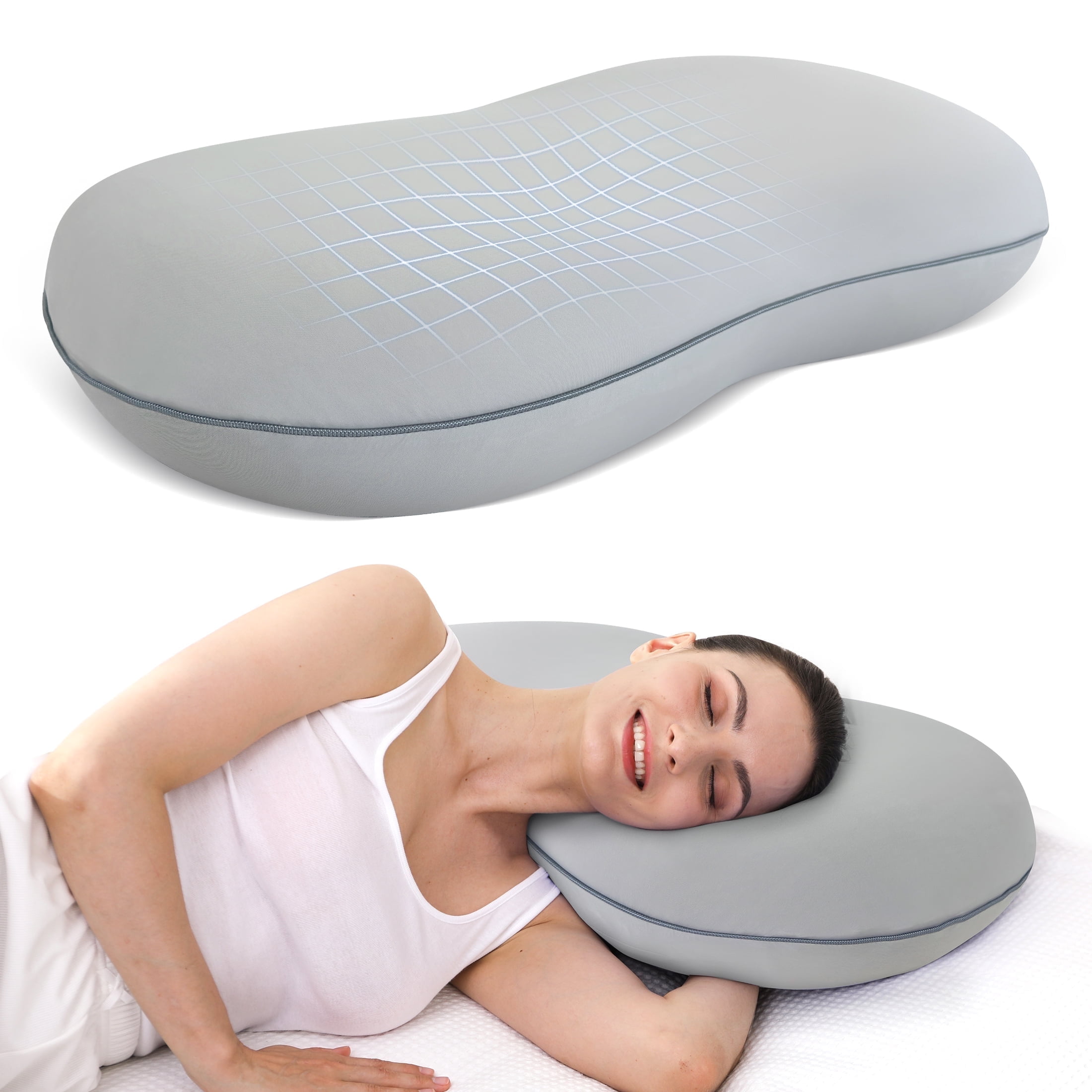 HIJOB Contour Orthopedic Memory Foam Pillows for Side Sleeper Neck