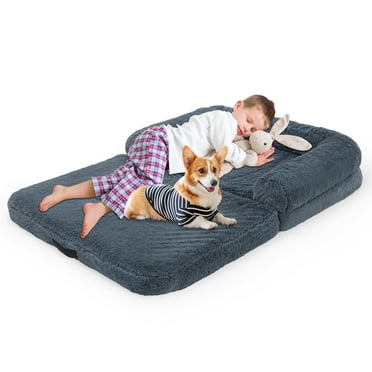 HIJOB Stylish Washable Fluffy Foldable Waterproof Orthopedic Memory Foam Human Pet Sofa Bed for Medium Dog Cat