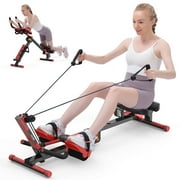 HIJOB 3 in 1 Compact Rowing Machine Workout Equipment with LCD Monitor for Home Office Gym Use