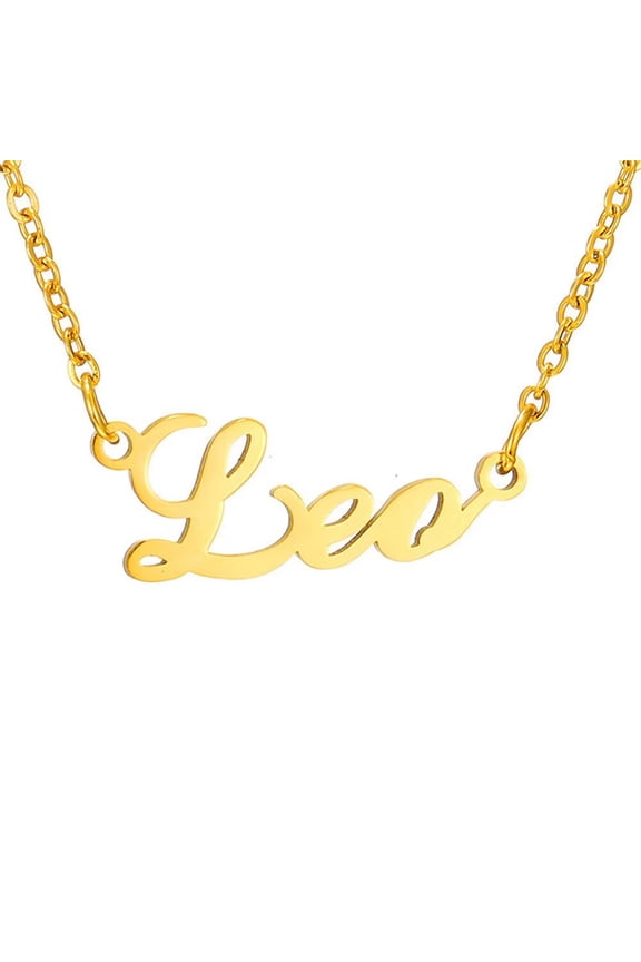 12 Zodiac Signs Necklace for Women Stainless Steel Personalized Horoscope Chain Dainty Charm Jewelry Gold Leo