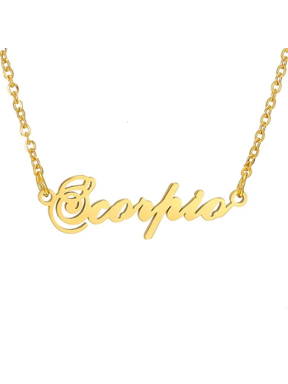 12 Zodiac Signs Necklace for Women Stainless Steel Personalized Horoscope Chain Dainty Charm Jewelry Gold Scorpio