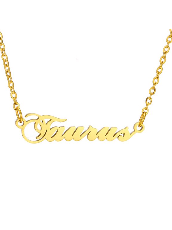 12 Zodiac Signs Necklace for Women Stainless Steel Personalized Horoscope Chain Dainty Charm Jewelry Gold Taurus