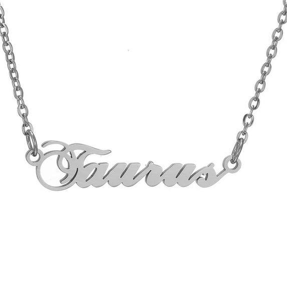 HIJONES 12 Zodiac Signs Necklace for Women Stainless Steel Personalized Horoscope Chain Dainty Charm Jewelry Silver Taurus