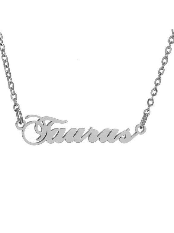 12 Zodiac Signs Necklace for Women Stainless Steel Personalized Horoscope Chain Dainty Charm Jewelry Silver Taurus