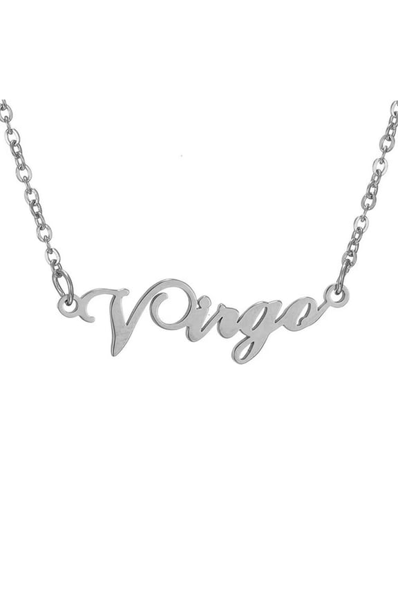 12 Zodiac Signs Necklace for Women Stainless Steel Personalized Horoscope Chain Dainty Charm Jewelry Silver Virgo