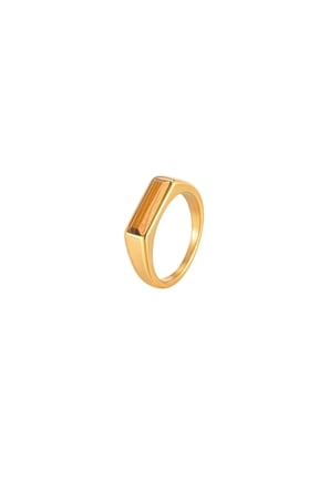 55MM Natural Texture Pattern Ring for Men Stainless Steel Inlaid Cabochon Tiger-Eye Stone Gold Size 12