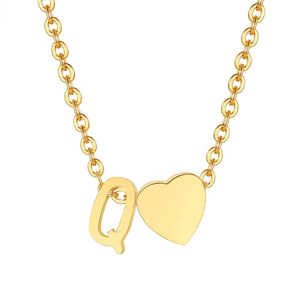 HIJONES A-Z Alphabet Necklace for Women Stainless Steel 26 Letter