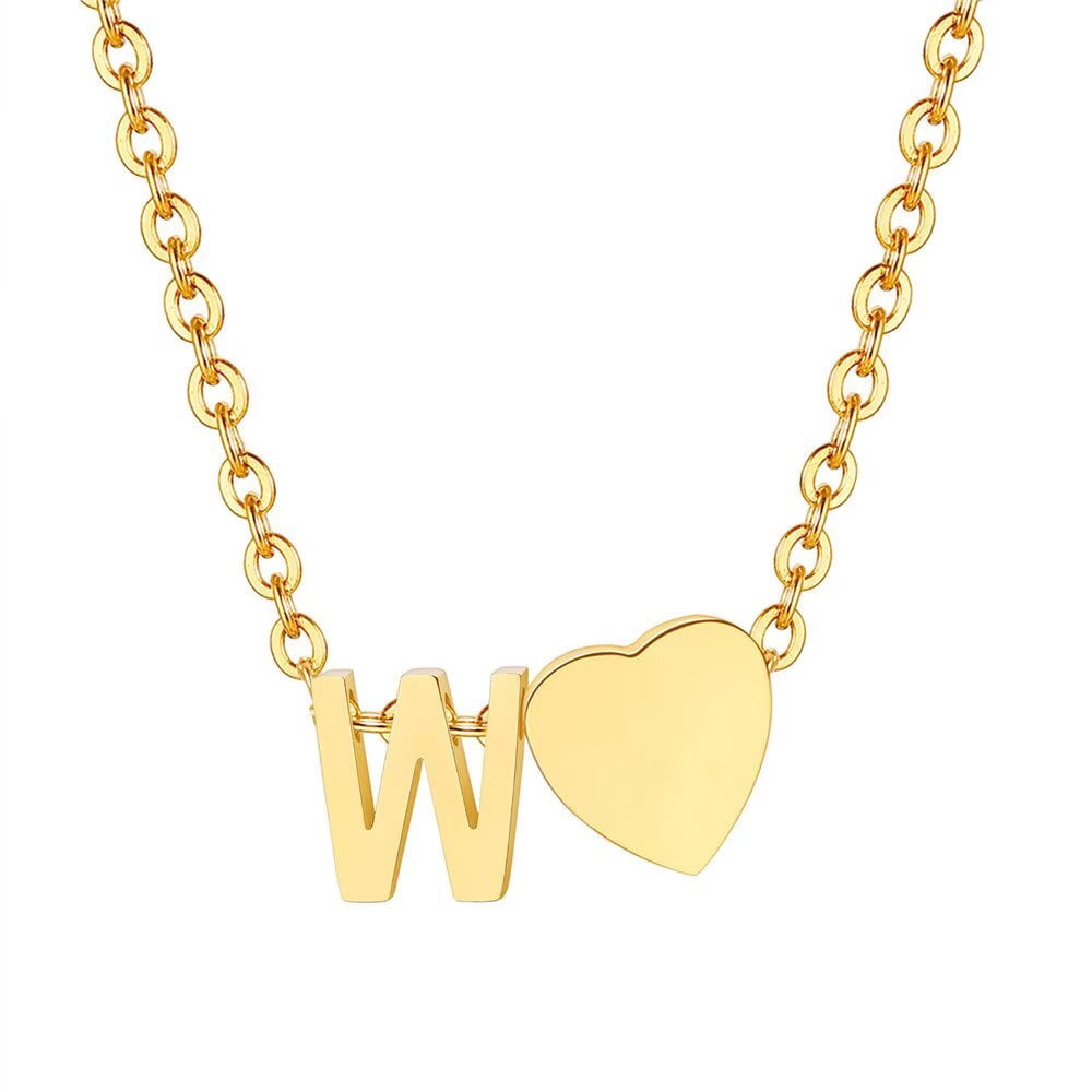 HIJONES A-Z Alphabet Necklace for Women Stainless Steel 26 Letter