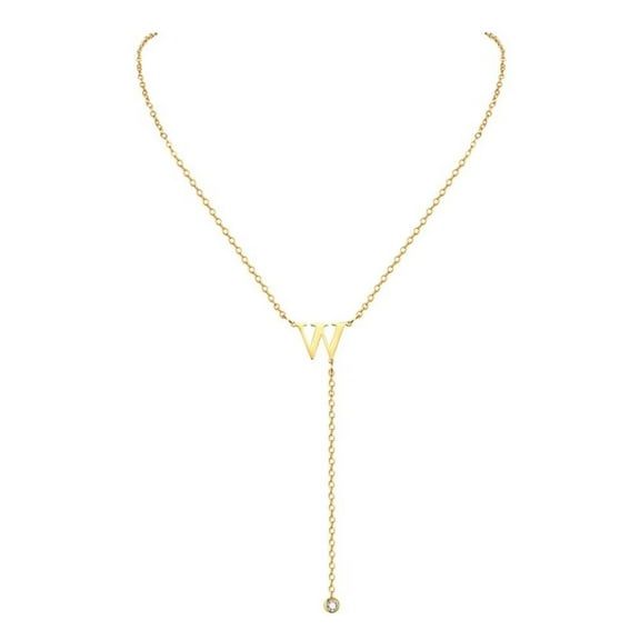 HIJONES A-Z Alphabet Necklace for Women Stainless Steel Letter Pendant Jewelry Adjustable Chain for Birthday Anniversary W