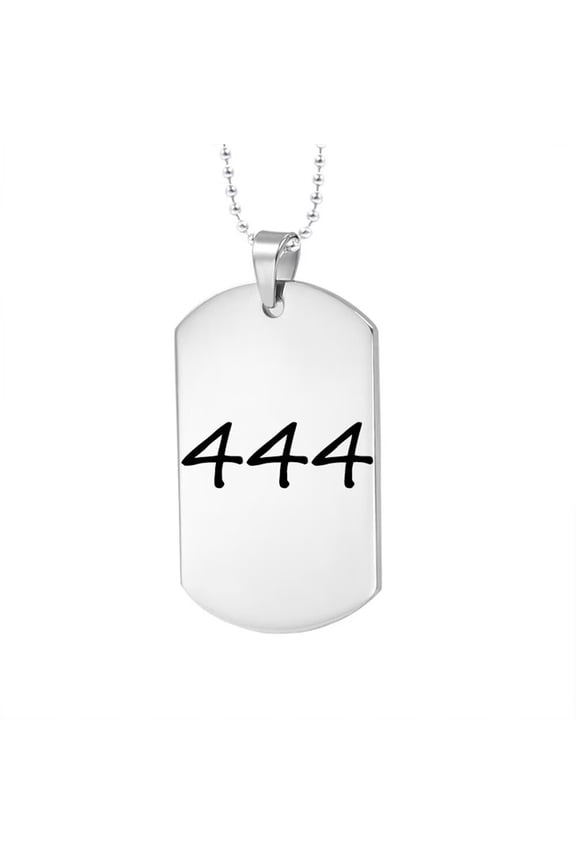Angel Number Necklace for Women Men 444 Stainless Steel Layered Dog Tag Personalized Meaningful Number Necklace Numerology Chain Jewelry Silver
