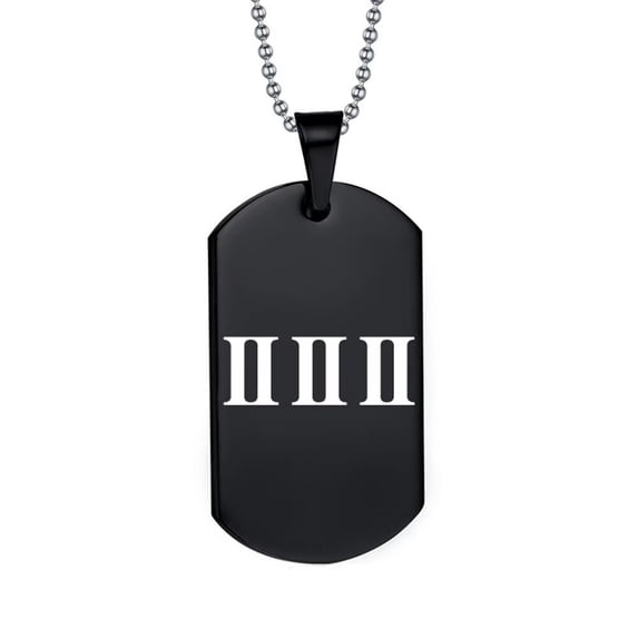 HIJONES Angel Number Necklace for Women Men 222 Stainless Steel Dog Tag Personalized Roman Numerals Necklace Chain Jewelry Black
