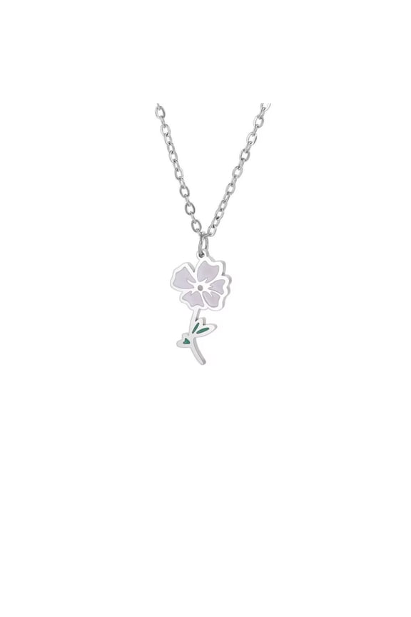 Birth Flower Pendant Necklaces for Women Guardian Month Flower Pendant Dainty Jewelry Silver April Poppy