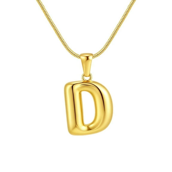 HIJONES Bubble 26 Letter Alphabet Pendant Necklace for Women Men Stainless Steel Personalized Initial First Name Jewelry D