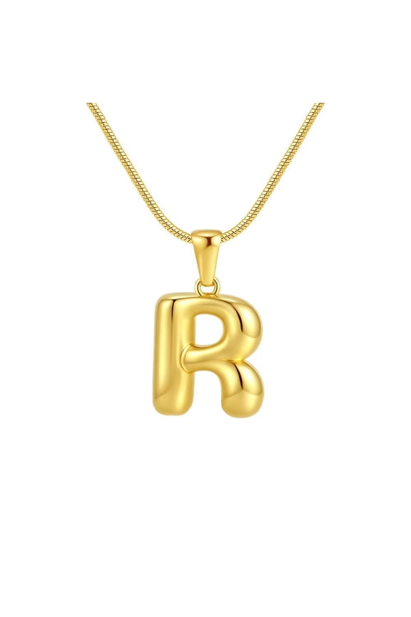 Bubble 26 Letter Alphabet Pendant Necklace for Women Men Stainless Steel Personalized Initial First Name Jewelry R