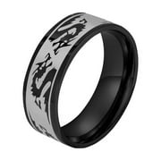 HIJONES Chinese Dragon Ring for Men Stainless Steel Hip Hop Statement Domineering Band Jewelry Black Size 8