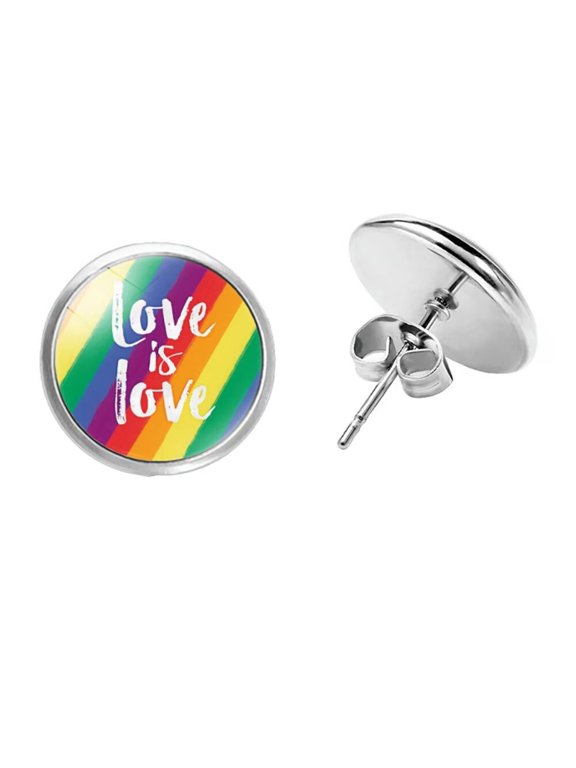 Colorful LGBT Pride Stud Earrings for Women Men Lesbian Bisexual Transgender Nonbinary Asexual Earrings Jewelry Love is Love