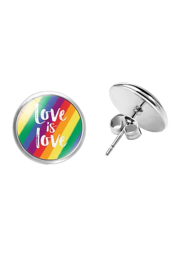 Colorful LGBT Pride Stud Earrings for Women Men Lesbian Bisexual Transgender Nonbinary Asexual Earrings Jewelry Love is Love