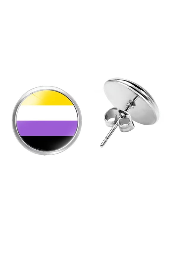 Colorful LGBT Pride Stud Earrings for Women Men Lesbian Bisexual Transgender Nonbinary Asexual Earrings Jewelry Non-binary