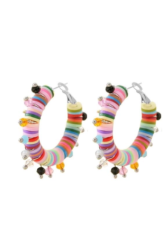 Colorful Yellow Resin Hoop Earrings Stainless Steel Rainbow Earrings Lesbian Bisexual Transgender LGBTQ Huggie Ear Jewelry Style 4
