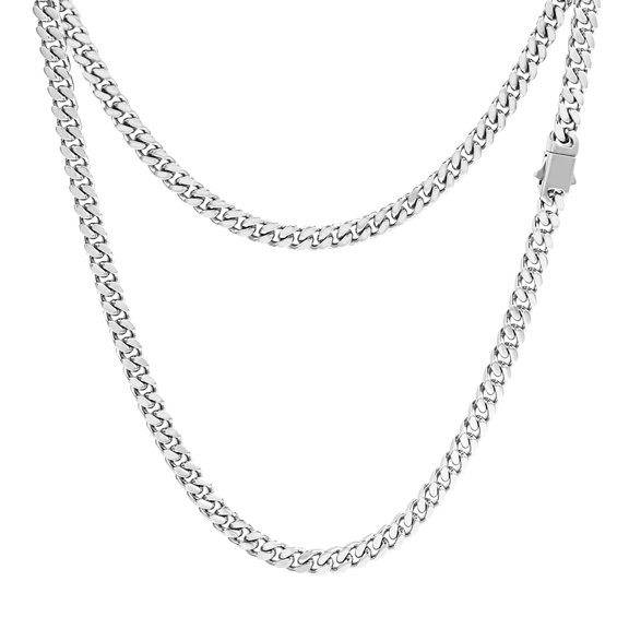 HIJONES Cuban Chain Unisex Stainless Steel Street Hip Hop Double Lock Clasp Link 5MM 18inch