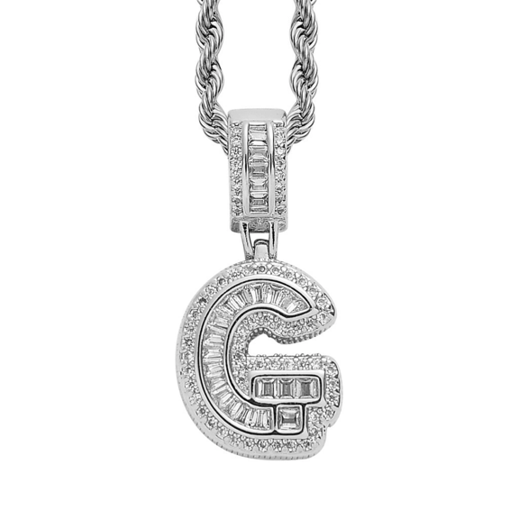 HIJONES Cubic Zircon A-Z Alphabet Necklace for Women Stainless Steel 26 Letter Charm Diamond Pendant Jewelry Chain for Birthday Anniversary Silver G