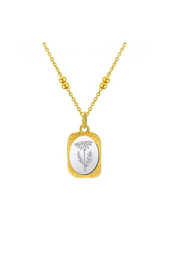 Dainty Mirror Birth Flower Necklace for Women Minimalist 12 Birth Month Pendant Necklaces Jewelry Mothers Day April Daisy