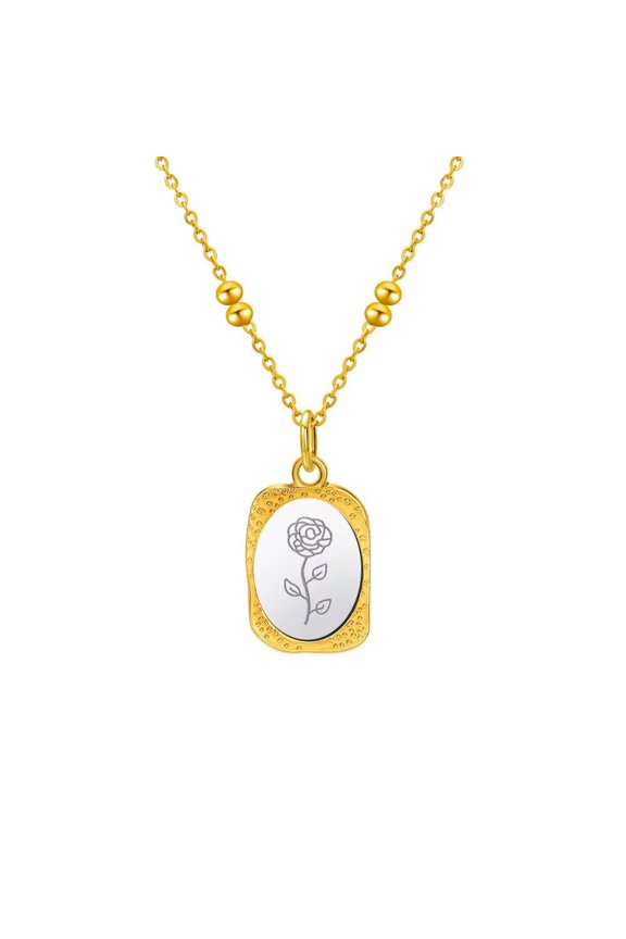 Dainty Mirror Birth Flower Necklace for Women Minimalist 12 Birth Month Pendant Necklaces Jewelry Mothers Day June Rose